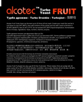 Спиртовые дрожжи Alcotec Turbo Fruit, 60 г